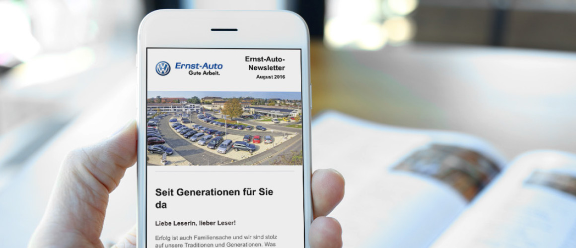 Ernst Auto Newsletter auf Handy